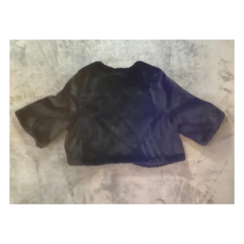 Park‎ and Main Black Faux Mink Fur Bolero Jacket Rhinestone Clasp